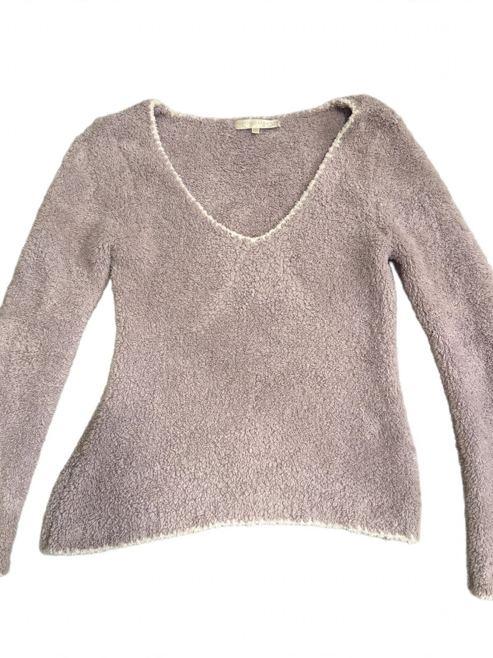 Barefoot Dreams CozyChic V-Neck Sweater Lavender Purple Size S